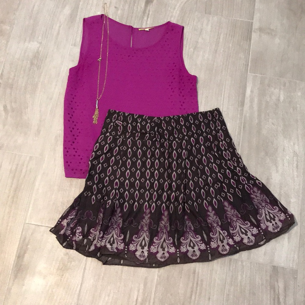 Patterned Purple & Brown Skirt